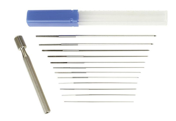 KUKKO Düsen-Reibahlen Satz, Durchmesser: 0,6; 0,65; 0,7; 0,75; 0,8; 0,9; 1,0; 1,1; 1,3; 1,5; 1,7; 1,9 mm, VE: 5 Stück, 245-004