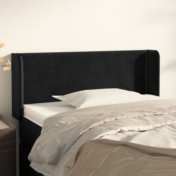 vidaXL Kopfteil mit Ohren Schwarz 103x16x78/88 cm Samt, 3118672