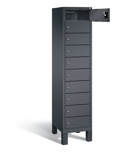 C+P Schließfachschrank Evolo, H1850xB420xT500mm, Farbe: Schwarzgrau, 48010-1210 S10015