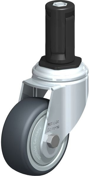 Blickle LKRA-TPA 80K-11-FK-ER14 Apparate-Lenkrolle mit Expander, Thermoplastisches Gummi-Elastomer, Grau, 847853