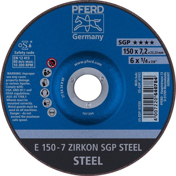 Pferd Schruppscheibe E 150-7 ZIRKON SGP STEEL, VE: 10 Stück, 62215326