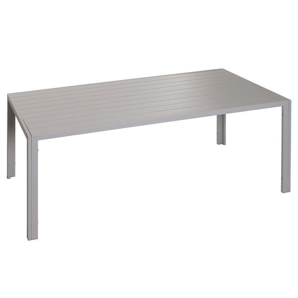 Mendler Alu-Esstisch HWC-N40, Tisch Bistrotisch Gartentisch Balkontisch, wetterfest 180x80cm, hellgrau, 106604