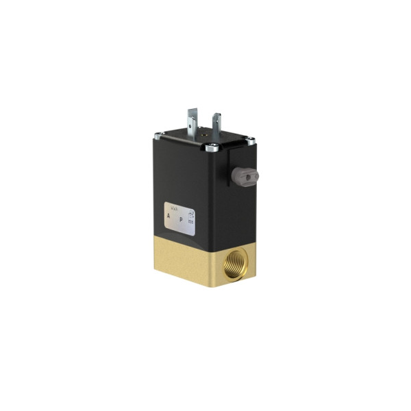 Riegler 2/2-Wege-Magnetventil, stromlos offen, Messing, G 1/4, DN 3, PN 0-10, FPM, direktgesteuert 230V AC, 125791