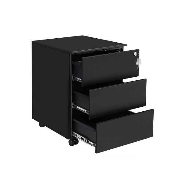SONGMICS Rollcontainer 45 x 39 x 55 cm Mattschwarz, OFC63BK