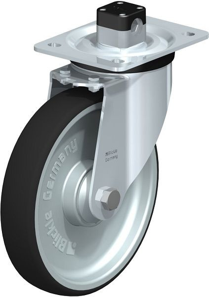 Blickle L-PATH 200K-CS11 Stahlblech-Lenkrolle, mittelschwere Ausführung, mit Anschraubplatte & Zentralfeststeller, Thermoplastisches Polyurethan, 852221