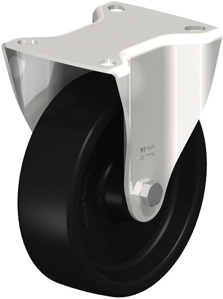 Blickle BX-PHN 125G Hitzebeständige Edelstahl-Bockrolle mit Anschraubplatte, Phenolharz, Schwarz, 621425