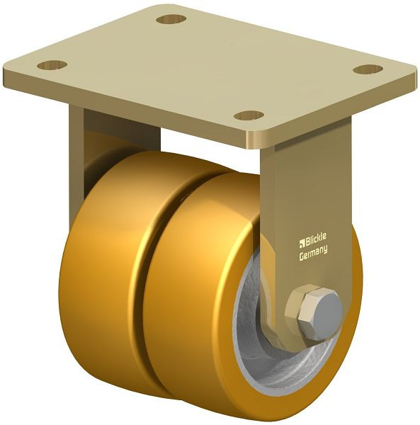 Blickle BSD-GTH 100K Stahlgeschweißte Schwerlast-Doppel-Bockrolle, Blickle Extrathane®, Hellbraun, 754220