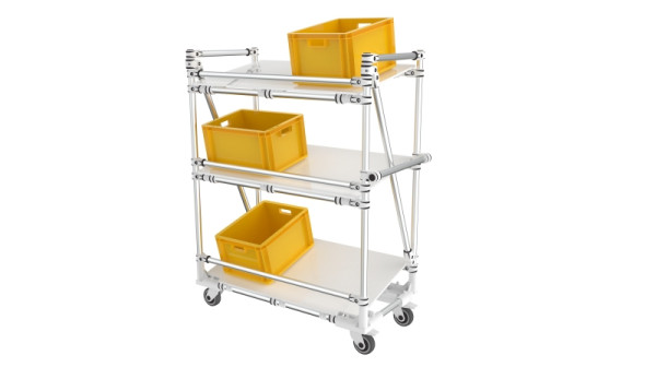 TRILOGIQ Mobiler Picking-Trolley mit 3 Ebenen, 1050 x 500 x 1300 mm, 20600-01
