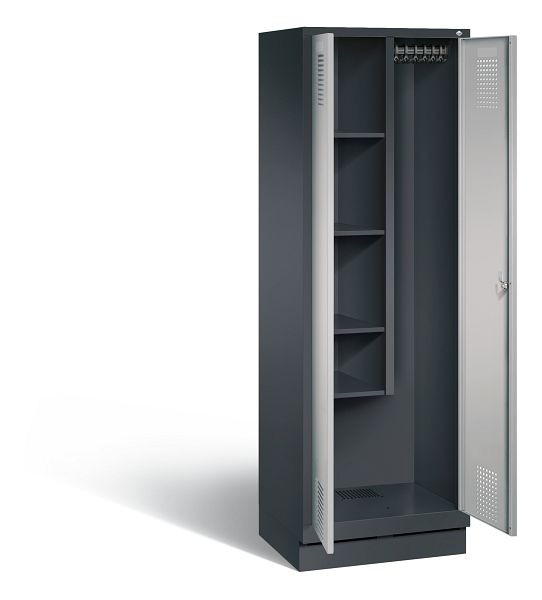 C+P Putzmittel-Spind Evolo, H1800xB610xT500mm, Farbe: Schwarzgrau / Weißaluminium, 48120-00 S10101