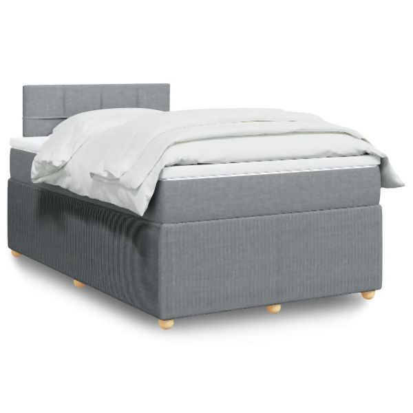 vidaXL Boxspringbett mit Matratze Hellgrau 120x190 cm Stoff, 3289695