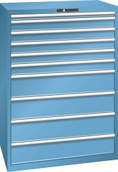 LISTA Schubladenschrank 54x36E (BxTxH) 1023x725x1450mm AUTO Lock, Lichtblau, 10 Schubladen, Traglast Schubladen 75 - 200 kg, 14.519.010.A