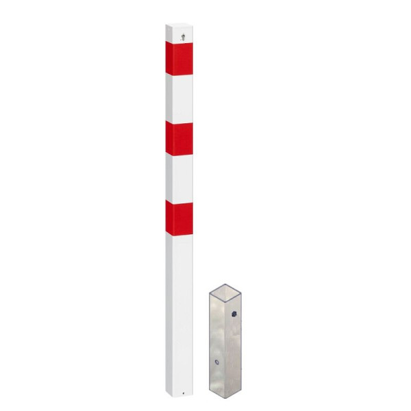 STEIN HGS Absperrpfosten SPU 704, RAL9010HR, ohne Profilzylinder, Kettenöse (geschlossen), geschraubt, eine Öse Position A, 78193.0006