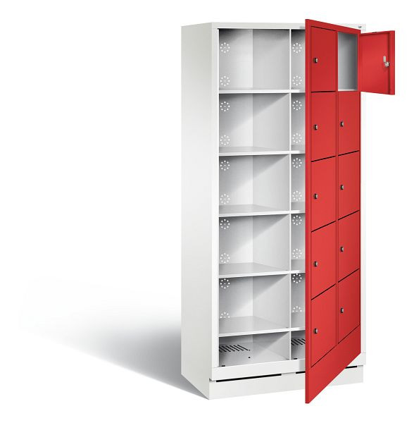 C+P Wäsche-Ausgabeschrank Evolo, H1800xB810xT500mm, Farbe: Verkehrsweiß / feuerrot, 48160-205 S10291