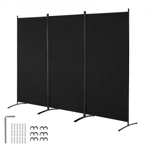 VEVOR Raumteiler 3 Paneele 260x184x52 cm, faltbar, freistehend, Schwarz, für Büro/Schlafzimmer/Arbeitszimmer, BLFWFGQSMB34DAB0VV0