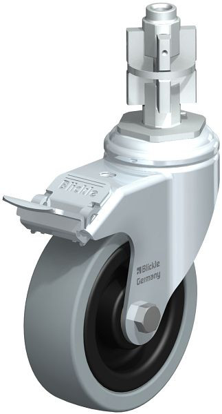 Blickle LKRA-VPA 101K-11-FI-E15 Apparate-Lenkrolle mit Expander & Feststeller, Vollgummi, Grau, 288282