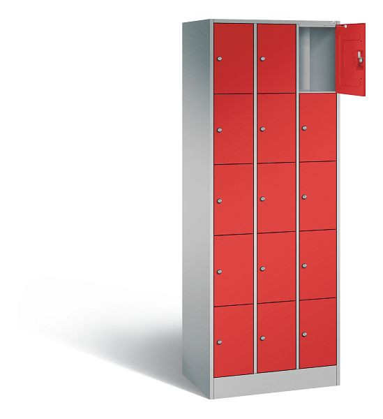 C+P Schließfachschrank Serie 8070, H1950xB680xT480mm, Farbe: Weißaluminium / feuerrot, 80700-30 S10366