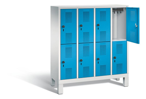 C+P Kindergarten-Spind doppelstöckig Evolo, H1350xB1190xT300mm, Farbe: Lichtgrau / Lichtblau, 483103-40 S10033