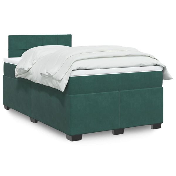 vidaXL Boxspringbett mit Matratze Dunkelgrün 120x200 cm Samt, 3286285