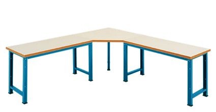 Manuflex Fünfeck-Verkettungselement PROFI mit Kunststoffplatte, für Tischtiefe = 700 mm, Brillantblau, WP1419.5007