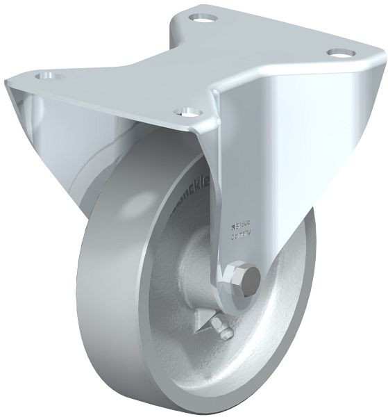 Blickle BK-G 125G-3 Stahlblech-Bockrolle, schwere Ausführung, mit Anschraubplatte, Guss, Grau, 267823