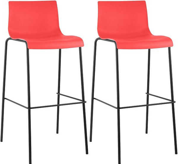 CLP Barhocker Hoover Kunststoff 4-Fuß Gestell schwarz, rot, VE: 2 Stück, 304470