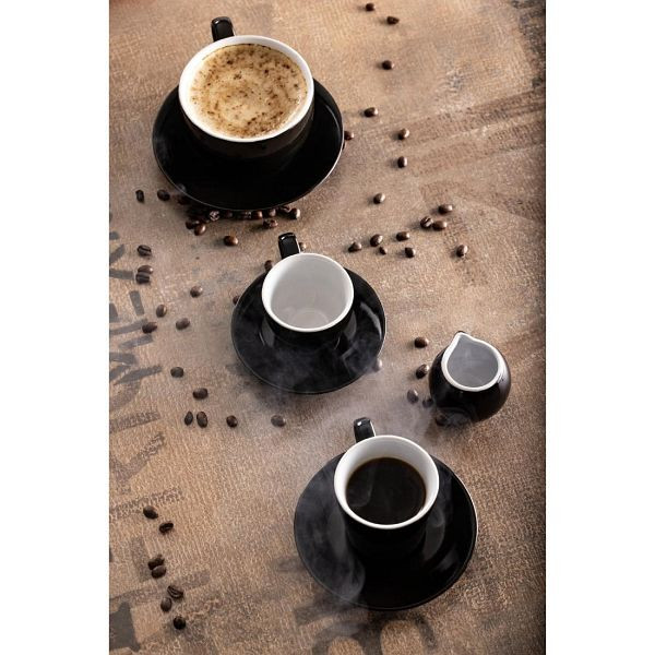 Olympia Cafe Flache Tasse Schwarz und Weiß 170ml (12 Stück), CU961