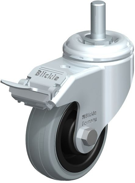 Blickle LKRA-VPA 80K-FI-GS12 Apparate-Lenkrolle mit Gewindestift & Feststeller, Vollgummi, Grau, 304337