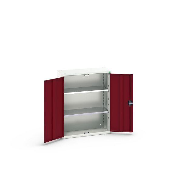 bott verso Flügeltürschrank, mit 2 Fachböden, BxTxH: 800 x 350 x 1000 mm, Lichtgrau / Purpurrot, 16926114.24