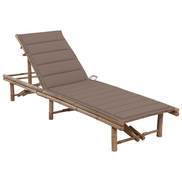 vidaXL Garten-Sonnenliege mit Auflage Bambus, Material: Bambus, 3061640