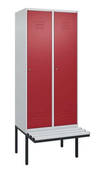 C+P Umkleidespind Classic PLUS, 2 Abteile, 2120x800x815mm, 7035/3003, Zylinderschlösser, 0800407-22 S10016