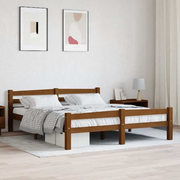 vidaXL Massivholzbett Honigbraun Kiefer 160x200 cm, 322079