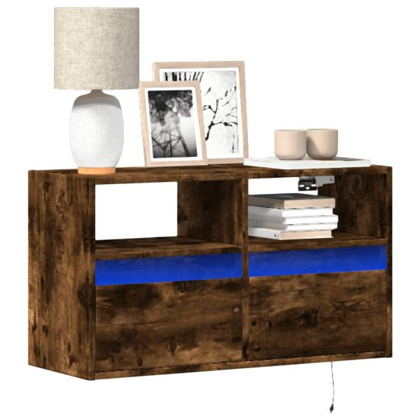 vidaXL TV-Wandschrank mit LED-Beleuchtung Räuchereiche 80x31x45 cm, 852331