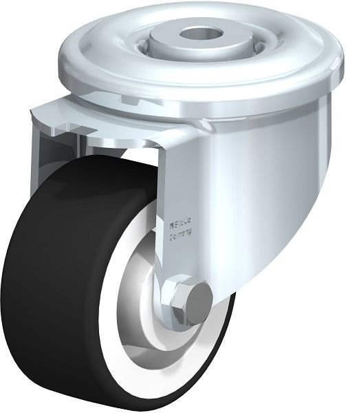 Blickle LKR-POTH 75G Stahlblech-Lenkrolle, schwere Ausführung, mit Rückenloch, Thermoplastisches Polyurethan, Grau, 624783