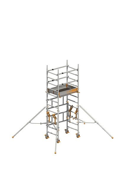 Layher SoloTower Aluminium-Fahrgerüst mit Tele-Geländer, Standhöhe 2m, Arbeitshöhe 4m, 1600202
