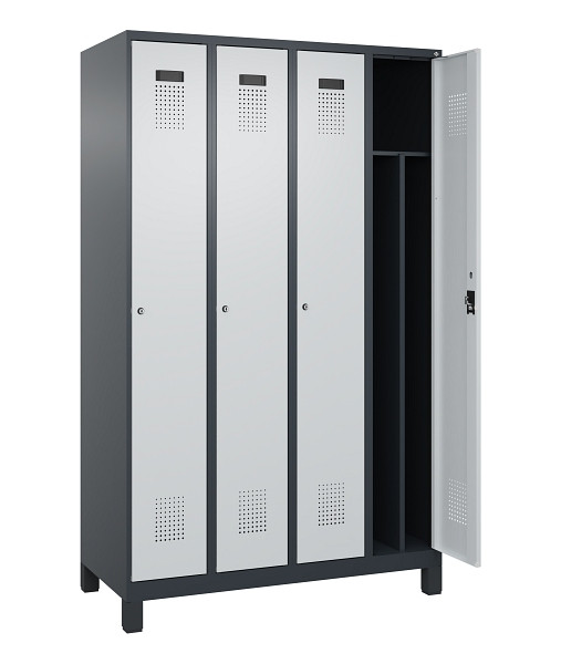 C+P Spind Evolo PLUS, mit Füßen, 4 Abteile, 1950x1200x500mm, 7016/7035, Verschluss Zylinderschloss, 049010-40F S10044