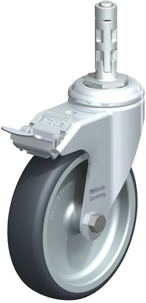 Blickle LKRA-TPA 126G-11-FI-E11 Apparate-Lenkrolle mit Rückenloch & Feststeller, Thermoplastisches Gummi-Elastomer, Grau, 750718