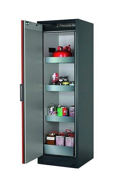 asecos Sicherheitsschrank Q-CLASSIC-90, Q90.195.060 in verkehrsrot RAL 3020 mit 3x Wannenboden Standard (Edelstahl), 30072-046-30085