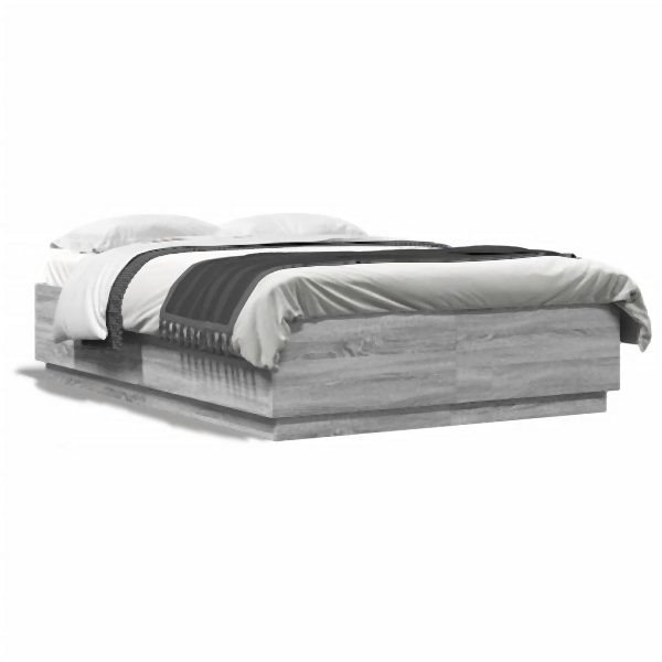 vidaXL Bettgestell Grau Sonoma 120x200 cm Holzwerkstoff, 3209714