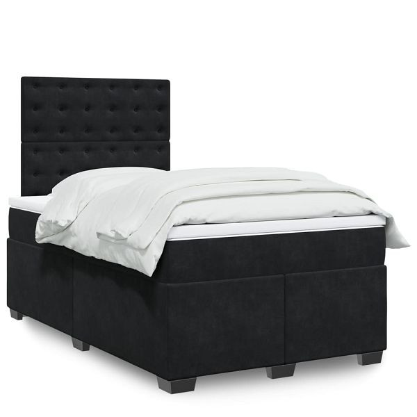 vidaXL Boxspringbett mit Matratze Schwarz 120x190 cm Samt, 3290872