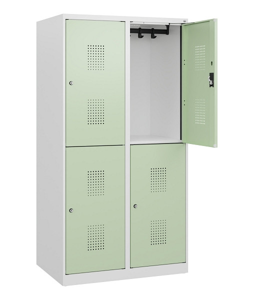 C+P Doppelstöckiger Spind Evolo PLUS, 4 Fächer, 1530x800x500mm, 9016/6019, Zylinderschloss, 0493005-22 S10052