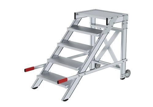 Krause Arbeitsplattform fahrbar, aus Aluminium, 5 Stufen, Stufenbreite 600 mm, 274509