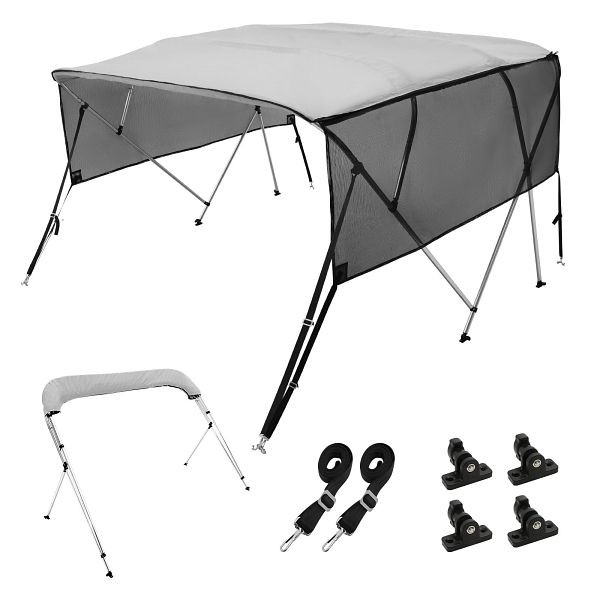 VEVOR 4-Bogen-Bimini-Top-Bootsabdeckung, 231–244 cm Einbaubreite 600D-Polyester-Überdachung, mit Abnehmbare Mesh-Seitenwände, 4GCYZYPDCL8LDA81UV0
