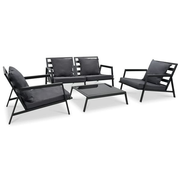 vidaXL 4-teilig Outdoor-Lounge-Set mit Kissen Aluminium Dunkelgrau, 47818
