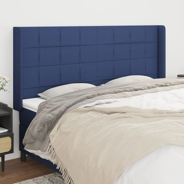 vidaXL Kopfteil mit Ohren Blau 163x16x118/128 cm Stoff, 3119592