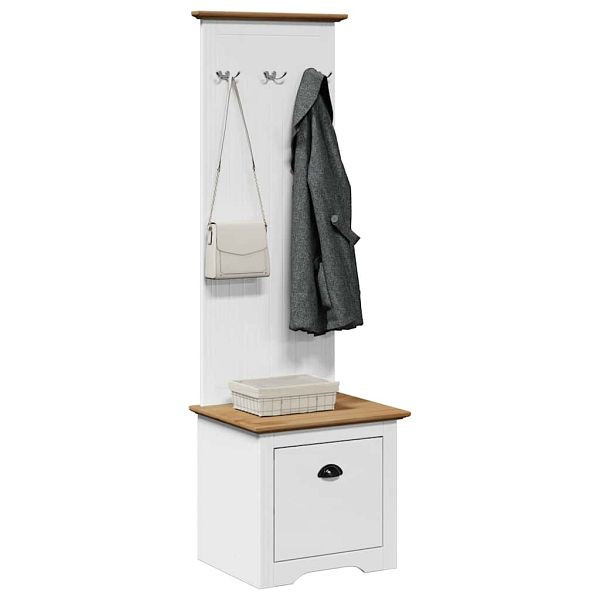vidaXL Flurschrank mit Haken BODO Weiß und Braun 50x40x157 cm, 4016873
