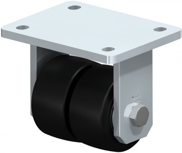 Blickle BOD-SE 80K Stahlblech-Doppel-Bockrolle, Schwerlast-Ausführung, mit Anschraubplatte, Elastik-Vollgummi, Schwarz, 759138