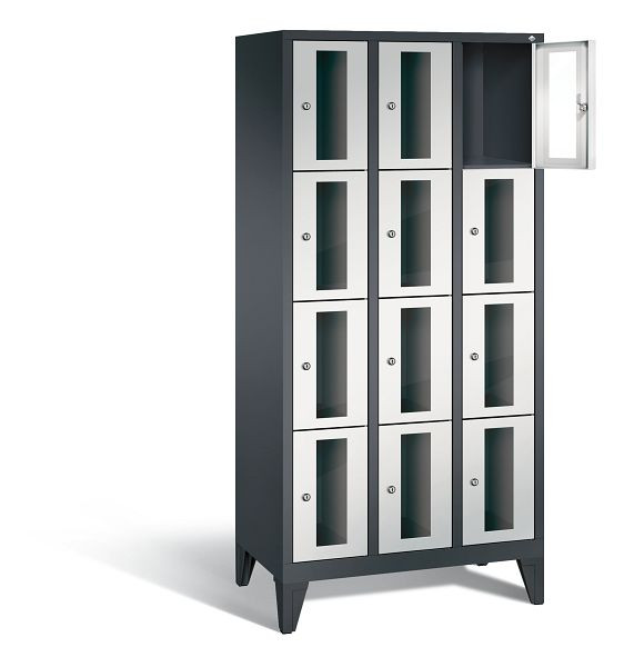 C+P Schließfachschrank Classic, H1850xB900xT500mm, Farbe: Schwarzgrau / Lichtgrau, 8010A304 S10013