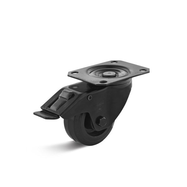 Torwegge Elastik-Vollgummi Lenkrolle mit Doppelstopp, Tragfähigkeit 120 kg, Rad-Ø 80 mm, Radbreite 36 mm, Ausladung 36 mm, 0049124