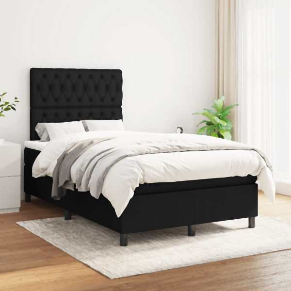 vidaXL Boxspringbett mit Matratze Schwarz 120x200 cm Stoff, 3142003