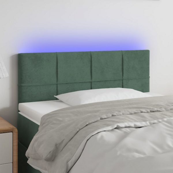 vidaXL LED Kopfteil Dunkelgrün 90x5x78/88 cm Samt, 3121651